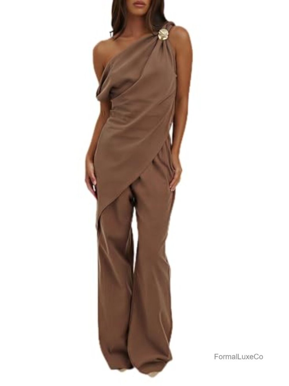 Women's 2 Piece Pant Set Sleeveless Asymmetrical Wide Leg Linen Blend